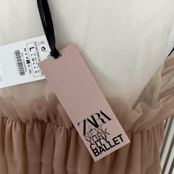 ZARA Tulle Dress Limited Edition Beige Pink Size L - Picture 9 of 13